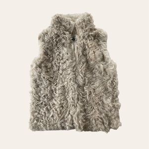 ZARA WOMAN STUDIO ivory curly fur LAMB LEATHER LINED VEST